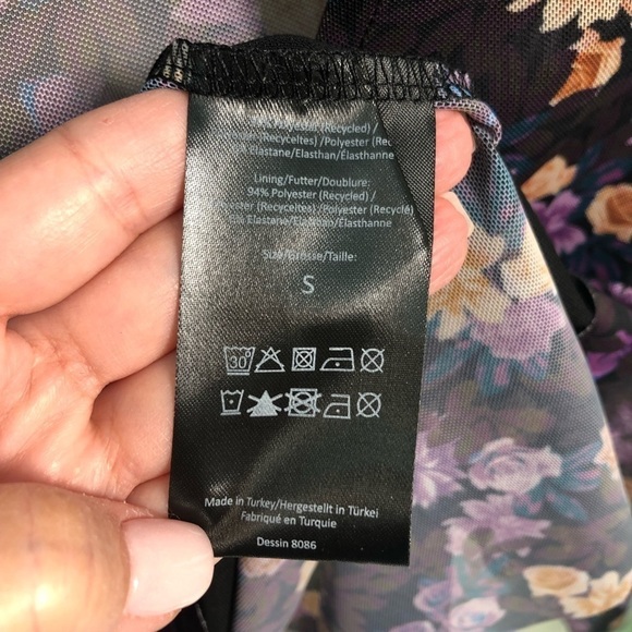 BAUM UND PFERDGARTEN Jenilyn Floral Mesh Top long sleeve, purple, size S NWT - Picture 14 of 15